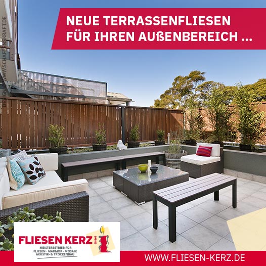 Neue Terrassen­fliesen für Ihren Außen­bereich …